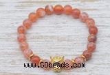 CGB7450 8mm fire agate bracelet with leopard head for men or women