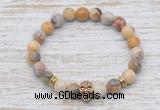 CGB7456 8mm yellow crazy lace agate bracelet with skull for men or women