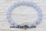 CGB7460 8mm blue lace agate bracelet with leopard head for men or women