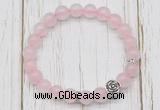 CGB7486 8mm rose quartz bracelet with flower charm for men or women