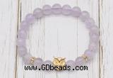 CGB7488 8mm lavender amethyst bracelet with owl head for men or women