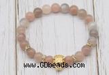 CGB7508 8mm rainbow moonstone bracelet with tiger head for men or women