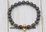 CGB7511 8mm garnet bracelet with skull for men or women