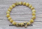 CGB7515 8mm golden tiger eye bracelet with skull for men or women