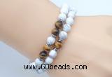 CGB7601 8mm matte white howlite & yellow tiger eye mala stretchy bracelets