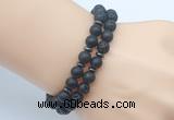 CGB7654 8mm black lava & matte black onyx mala stretchy bracelets