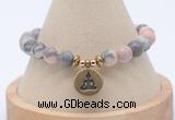 CGB7755 8mm pink zebra jasper bead with luckly charm bracelets