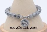 CGB7758 8mm grey picture jasper bead with luckly charm bracelets