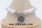 CGB7790 8mm white howlite bead with luckly charm bracelets