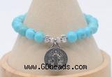 CGB7792 8mm blue howlite bead with luckly charm bracelets