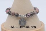 CGB7802 8mm rhodonite bead with luckly charm bracelets wholesale