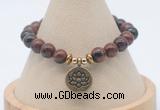 CGB7803 8mm mahogany obsidian bead with luckly charm bracelets