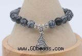 CGB7806 8mm snowflake obsidian bead with luckly charm bracelets