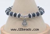 CGB7836 8mm matte Tibetan agate bead with luckly charm bracelets