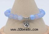 CGB7839 8mm blue banded agate bead with luckly charm bracelets