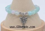 CGB7840 8mm sea blue banded agate bead with luckly charm bracelets