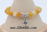 CGB7841 8mm yellow banded agate bead with luckly charm bracelets