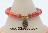 CGB7843 8mm red banded agate bead with luckly charm bracelets