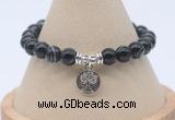 CGB7845 8mm black banded agate bead with luckly charm bracelets