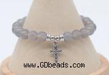 CGB7853 8mm grey agate bead with luckly charm bracelets