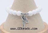 CGB7870 8mm white candy jade bead with luckly charm bracelets