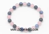 CGB8010 8mm rose quartz & sodalite gemstone beaded stretchy bracelets