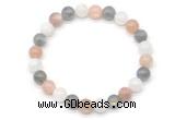 CGB8014 8mm moonstone, white moonstone & labradorite beaded stretchy bracelets