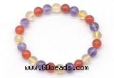 CGB8027 8mm amethyst, citrine & red agate beaded stretchy bracelets