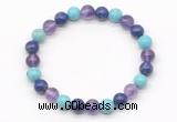 CGB8031 8mm amethyst, lapis lazuli & blue howlite beaded stretchy bracelets