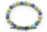 CGB8032 8mm lapis lazuli, blue & green sea sediment jasper beaded stretchy bracelets