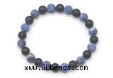 CGB8048 8mm matte lapis lazuli & matte black agate beaded stretchy bracelets