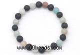 CGB8076 8mm amazonite & black lava beaded stretchy bracelets