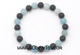 CGB8077 8mm amazonite & black lava beaded stretchy bracelets