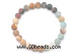 CGB8081 8mm matte amazonite, picture jasper & picasso jasper beaded stretchy bracelets