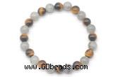 CGB8088 8mm matte yellow tiger eye & labradorite beaded stretchy bracelets