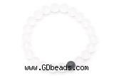 CGB8089 8mm matte white crystal & matte black agate beaded stretchy bracelets