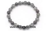 CGB8109 8mm labradorite, garnet & hematite power beads bracelet