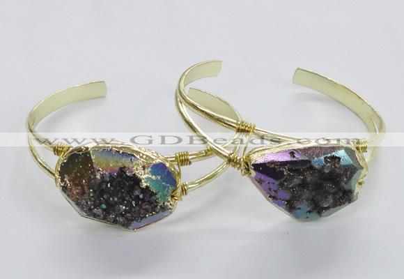 CGB811 25*30mm – 25*35mm freeform plated druzy agate bangles