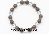 CGB8118 8mm bronzite, white crystal & hematite power beads bracelet