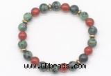 CGB8122 8mm ruby zoisite, red agate & hematite power beads bracelet