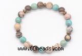 CGB8124 8mm zebra jasper, blue sea sediment jasper & hematite power beads bracelet