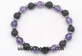 CGB8137 8mm amethyst, black lava & hematite power beads bracelet