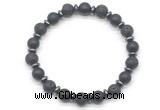 CGB8138 8mm matte black agate, black lava & hematite power beads bracelet