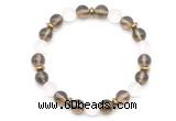 CGB8142 8mm smoky quartz, matte white crystal & hematite power beads bracelet