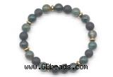 CGB8150 8mm moss agate, matte black agate & hematite power beads bracelet