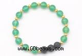 CGB8170 8mm green agate & black lava beaded stretchy bracelets