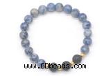 CGB8179 8mm blue spot stone & black lava beaded stretchy bracelets