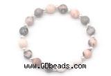 CGB8201 8mm pink zebra jasper & white lava beaded stretchy bracelets