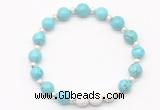 CGB8203 8mm blue howlite & white lava beaded stretchy bracelets