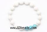 CGB8204 8mm white lava & blue howlite beaded stretchy bracelets